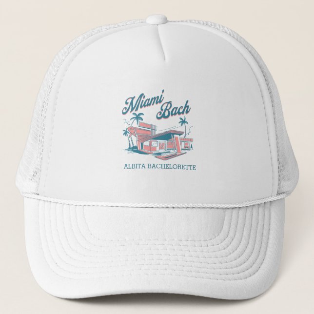 Miami bachelorette weekend trucker hat (Front)