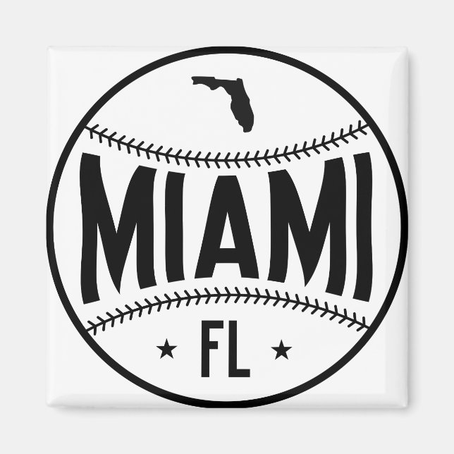 Miami Baseball Themed Magnet (Front)