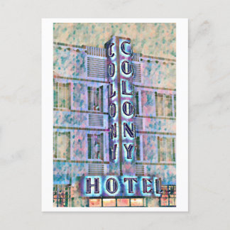 Miami Beach Art Deco Hotel Painting 3 Postcard