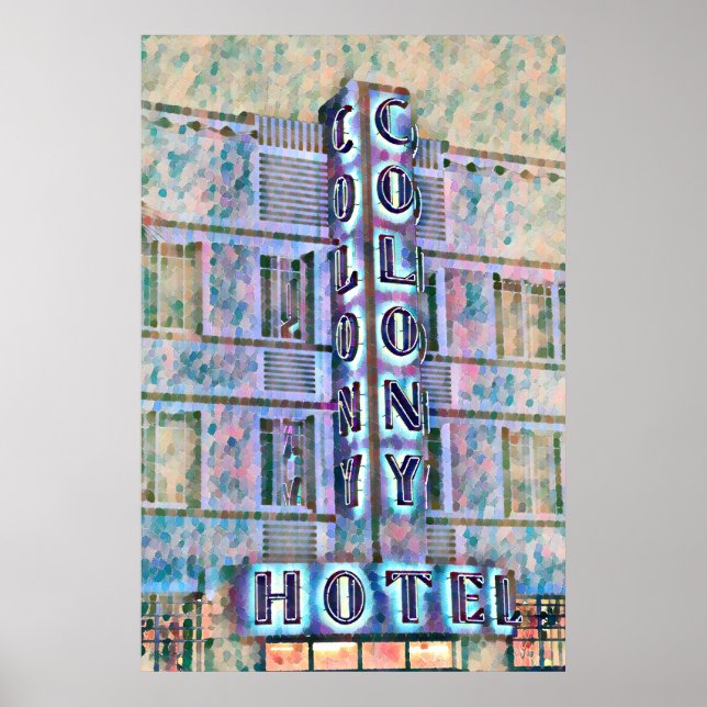 Miami Beach Art Deco Hotel Painting 3 Poster (Front)