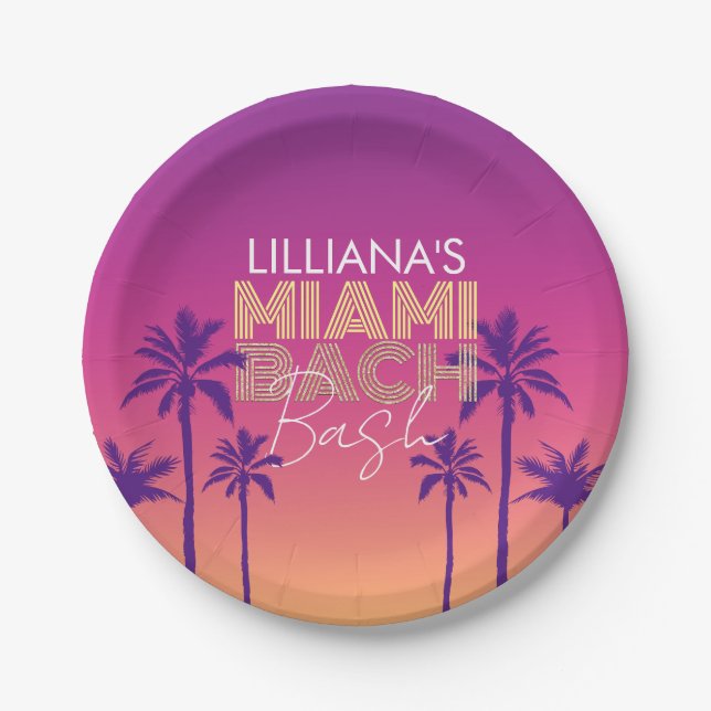 Miami Beach Bachelorette Paper Plates (Front)