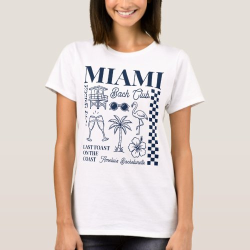 Miami Beach Bachelorette Party Retro Doodle Sketch T-Shirt