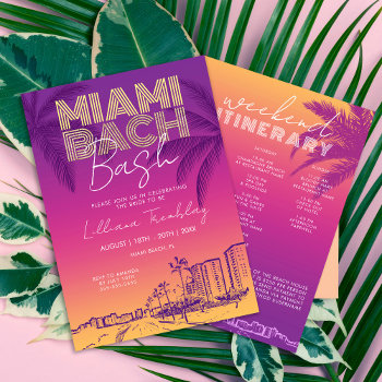Miami Beach Bachelorette Weekend Itinerary Invitation by EverAfterDesignCo at Zazzle