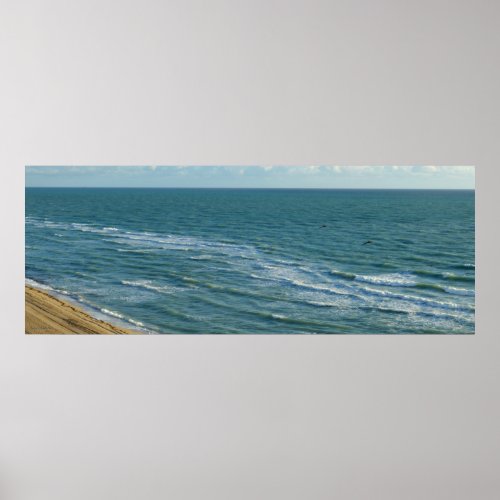 Miami Beach Blue Waves Ocean Horizontal Landscape Poster
