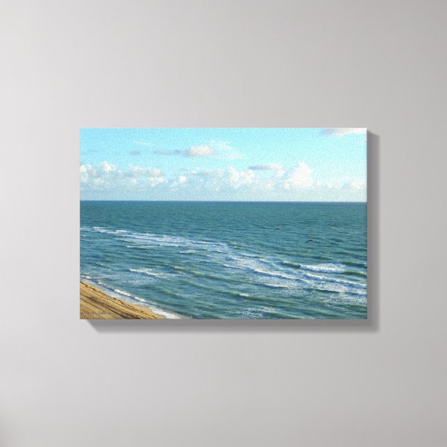 Miami Beach Blue Waves Ocean Landscape Canvas Print (Front)