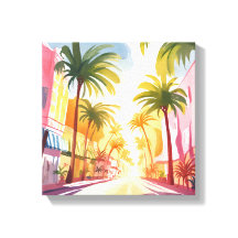 Miami Beach | Bright Colorful Watercolor Painting