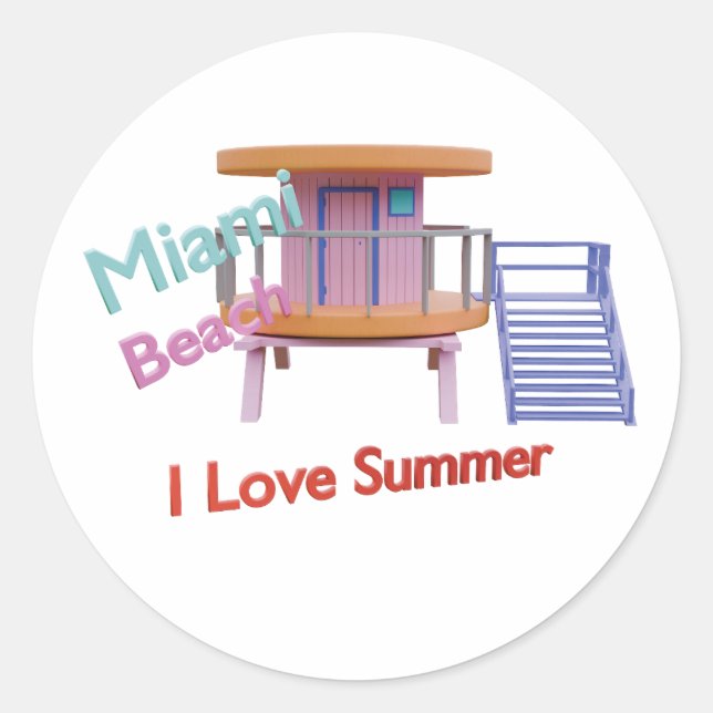 Miami beach cabin classic round sticker (Front)