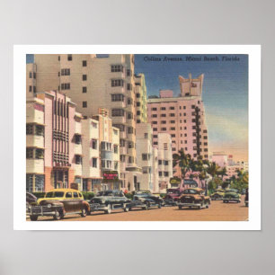 Miami Beach, Collins Ave 1940s Vintage Inspired Poster