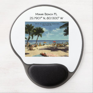 Miami Beach FL Map Coordinates Vintage Style Gel Mouse Pad