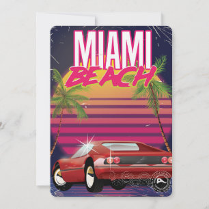 miami beach, florida 80s vintage travel poster invitation