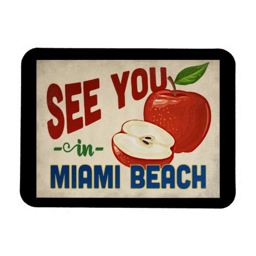 Miami Beach Florida Apple _ Vintage Travel Magnet