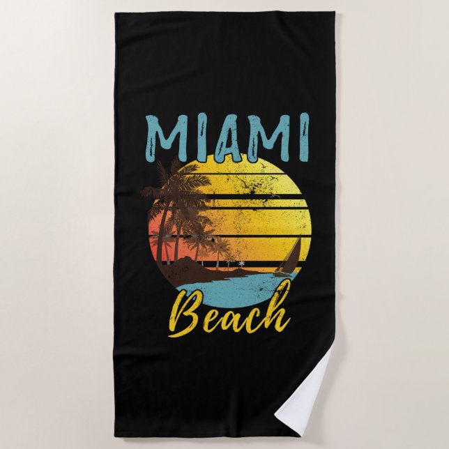 Miami Beach Florida Beach Towel (Front)