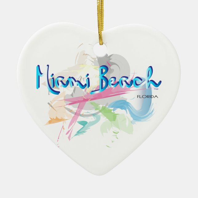 Miami Beach, FLorida Ceramic Ornament (Front)