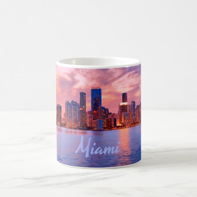 Miami Beach Florida City Skyline Coffee Mug (Center)