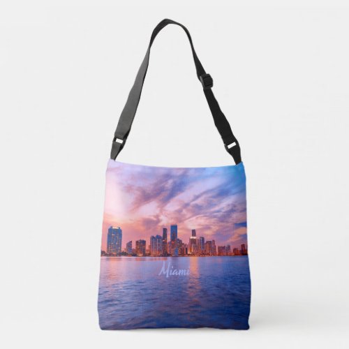 Miami Beach Florida City Skyline Crossbody Bag