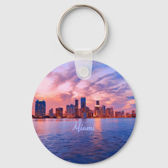 Miami Beach Florida City Skyline Keychain (Front)