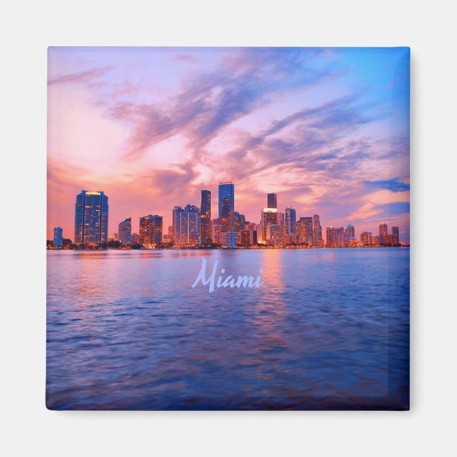 Miami Beach Florida City Skyline Magnet (Front)