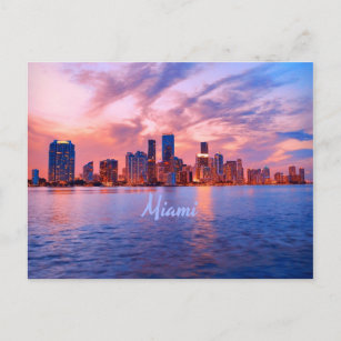 Miami Beach Florida City Skyline Postcard
