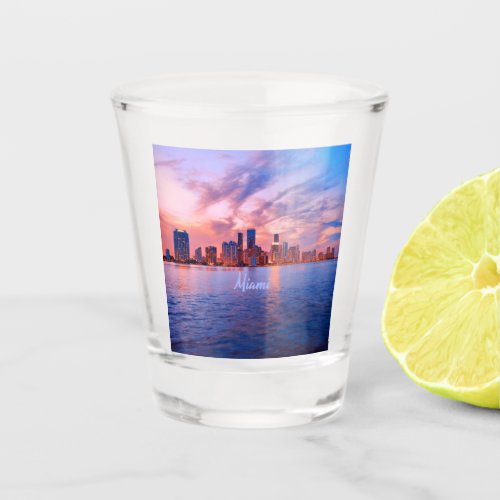 Miami Beach Florida City Skyline Shot Glass