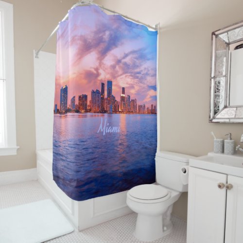 Miami Beach Florida City Skyline Shower Curtain
