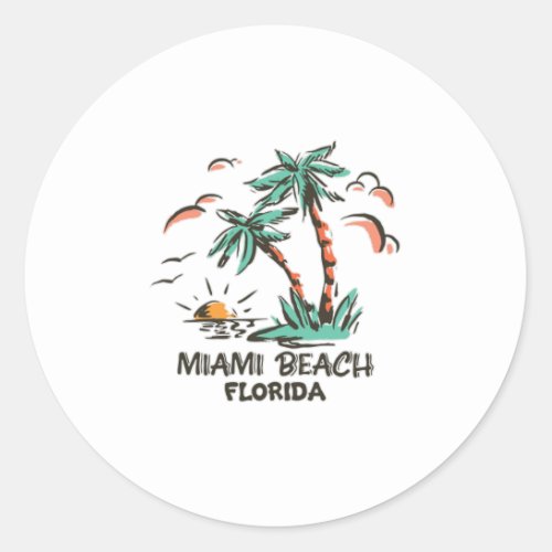 Miami Beach _ Florida _ Colorful Sunset Classic Round Sticker