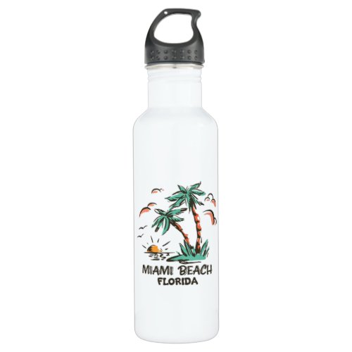 Miami Beach _ Florida _ Colorful Sunset Stainless Steel Water Bottle