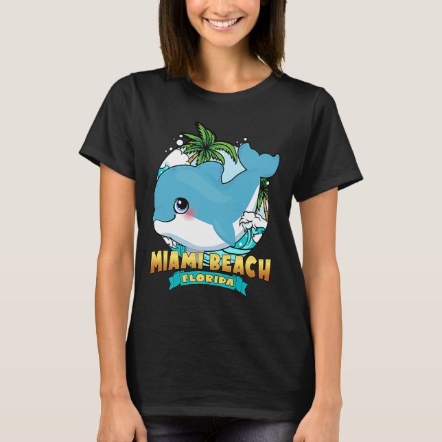 MIAMI BEACH FLORIDA Cute Baby Dolphin Beach Souven T-Shirt (Front)