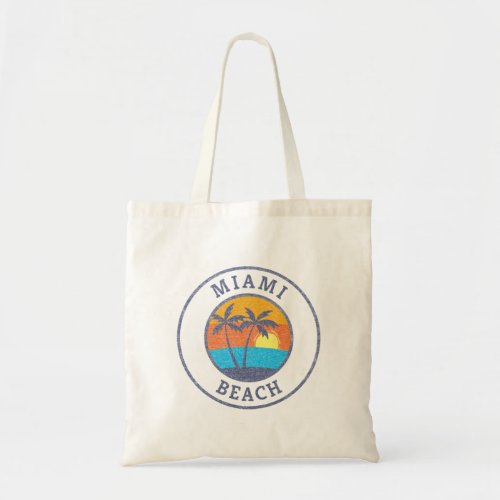 Miami Beach Florida Faded Classic Style Tote Bag