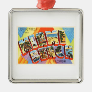 Miami Beach Florida FL Old Vintage Travel Souvenir Metal Ornament