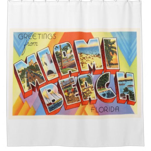 Miami Beach Florida FL Old Vintage Travel Souvenir Shower Curtain