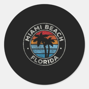 Miami Beach Florida Fl Vintage Graphic Retro 70s Classic Round Sticker