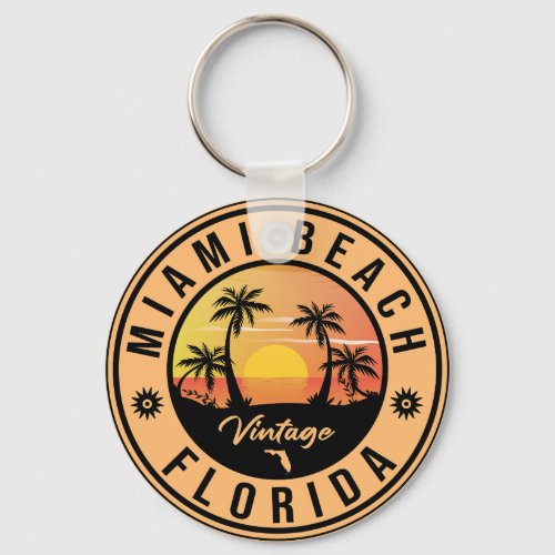 Miami Beach Florida Fl Vintage Souvenir  Keychain