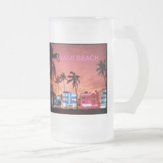 Miami Beach, Florida Frosted Glass Beer Mug