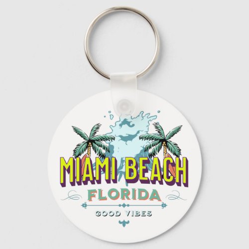 miami beach florida good vibes throw pillow keychain