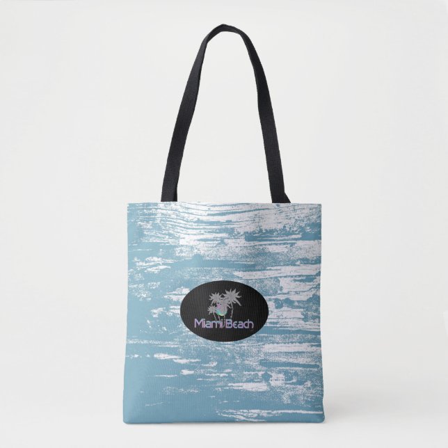 Miami Beach, Florida, Grunge Tropical, Cool Tote Bag (Front)