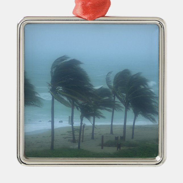 Miami Beach, Florida, hurricane winds lashing Metal Ornament (Front)
