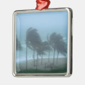 Miami Beach, Florida, hurricane winds lashing Metal Ornament (Left)