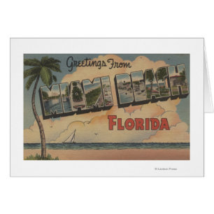 Miami Beach, Florida - Large Letter Scenes Cards