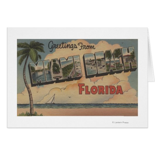 Miami Beach, Florida - Large Letter Scenes Cards (Front Horizontal)