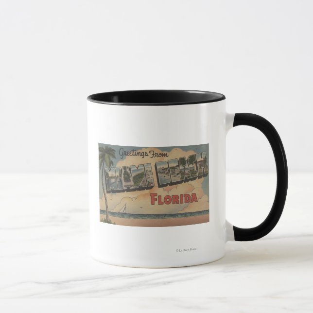 Miami Beach, Florida - Large Letter Scenes Mug (Right)