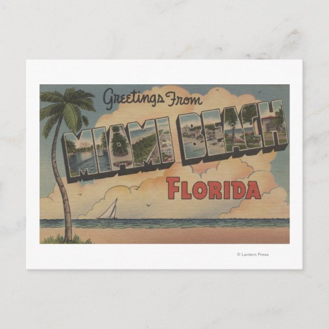 Miami Beach, Florida - Large Letter Scenes Postcard (Front)