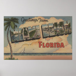 Miami Beach, Florida - Large Letter Scenes Poster