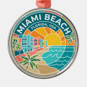Miami Beach Florida Metal Ornament