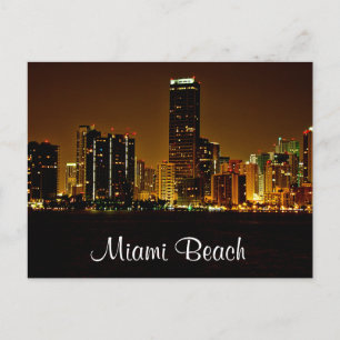 Miami Beach Florida Night Skyline Post Card