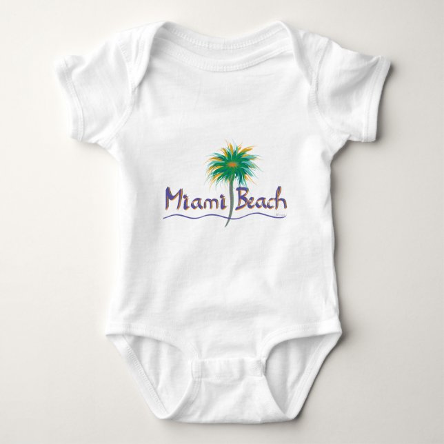 Miami Beach, Florida Palm Baby Bodysuit (Front)