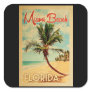 Miami Beach Florida Palm Tree Beach Vintage Travel Square Sticker