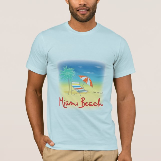 Miami Beach Florida Palms Graphic Cool T-Shirt (Front)