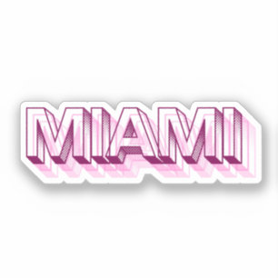 Miami Beach, Florida Pink Bubble Letter Sticker
