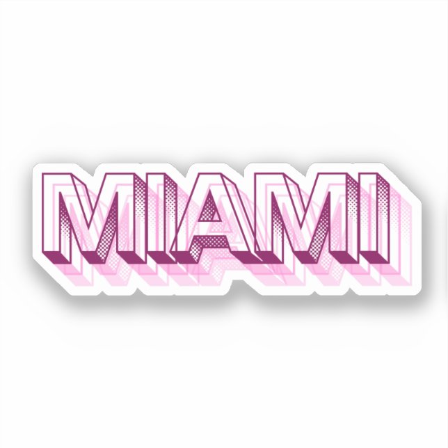 Miami Beach, Florida | Pink Bubble Letter Sticker (Front)