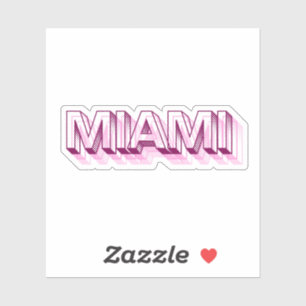 Miami Beach, Florida   Pink Bubble Letter Sticker